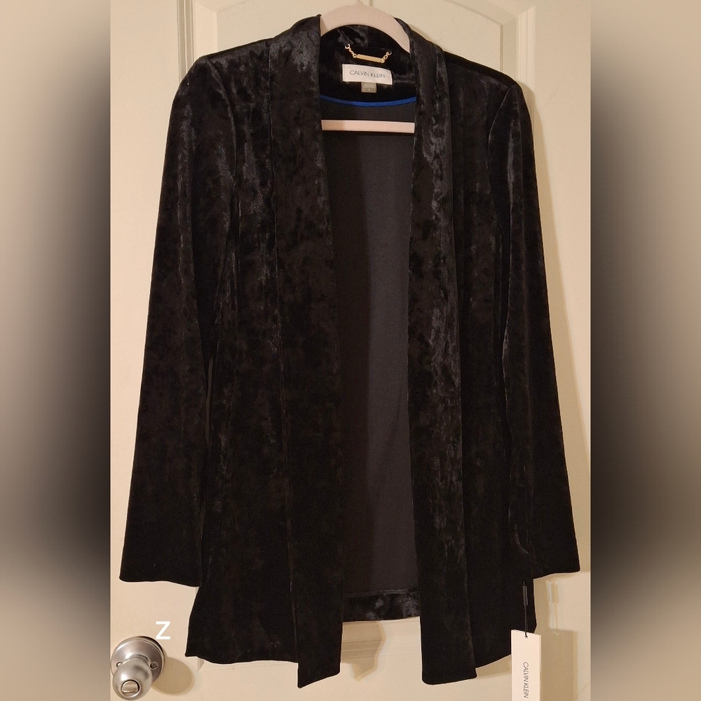 NWT Calvin klein‎ velvet black suite long sleeve size 6 bussines formal luxury